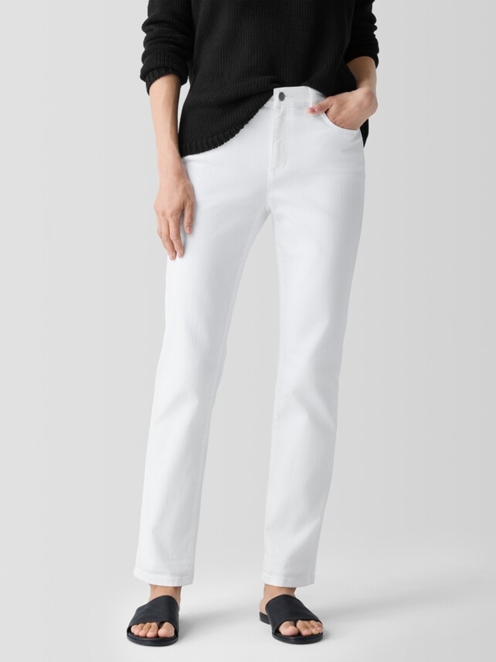Eileen Fisher White Straight-Leg Women's Jeans